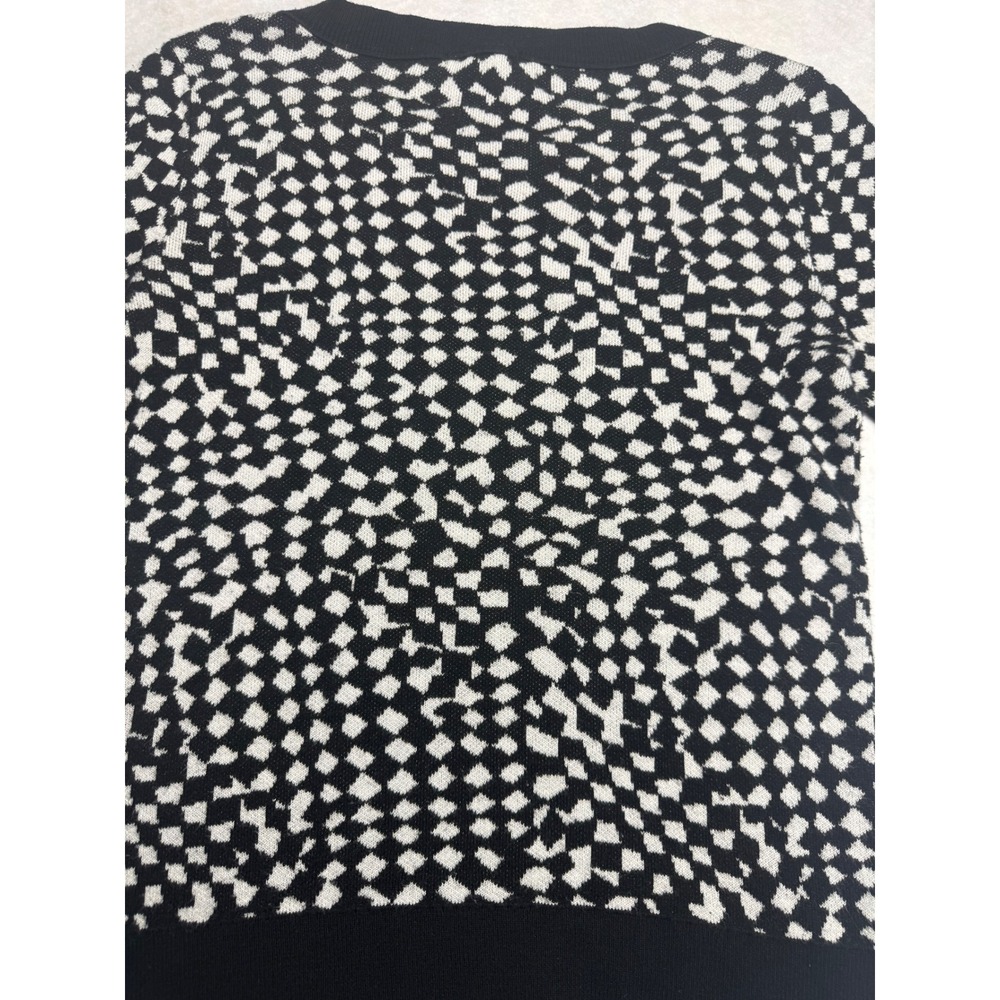 Halogen Black‎ White Geometric Print Crew Neck Sweater Top Women's XS - Picture 6 of 8